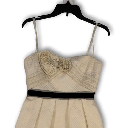 Womens White Sweetheart Neck Spaghetti Strap Back Zip Mini Dress Size 4 image number 3