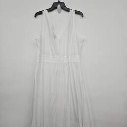 White Button Sleeveless V Neck Dress With Drawstring alternative image