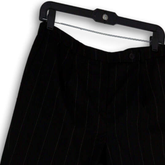 NWT Womens Black Pinstripe Flat Front Pockets Straight Leg Dress Pants 10 image number 3