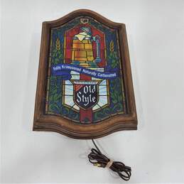 Vintage Heileman's Old Style Beer Faux Stained Glass Lighted Sign