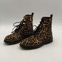 Michael Kors Womens Brown Black Cheetah Print Lace Up Ankle Boots Size 9 image number 1