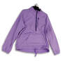 Womens Purple Long Sleeve Mock Neck Drawstring Pullover Sweatshirt Size L image number 1