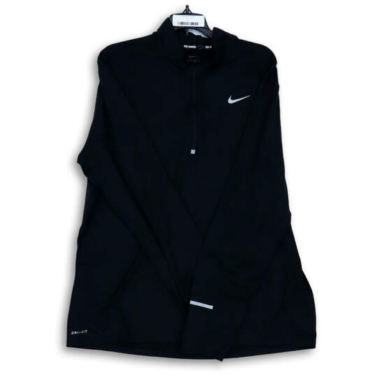 Mens Black Dri-Fit Long Sleeve Mock Neck 1/4 Zip Pullover T-Shirt Size XXL image number 1