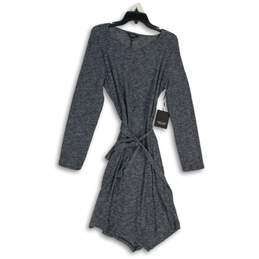 NWT Simply Vera Vera Wang Womens Gray Long Sleeve Asymmetrical Hem Shift Dress L