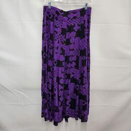 VTG Carole Little WM's 100% Rayon Purple Pattern Flare Blouse & Skirt Size 12