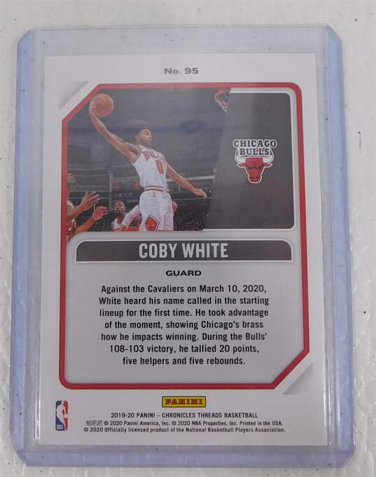 2019-20 Coby White Panini Threads Rookie Chicago Bulls image number 2