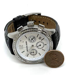 Designer Michael Kors MK5016 Silver-Tone Leather Band Analog Wristwatch