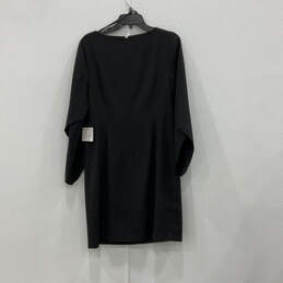 NWT Womens Black V-Neck Long Sleeve Back Zip Classic Shift Dress Size 10 alternative image