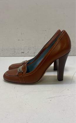 Lambertson Italy Brown Leather Chain Pump Heels Shoes Size 38 alternative image