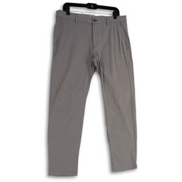 Mens Gray Flat Front Slash Pocket Straight Leg Chino Pants Size 34x30
