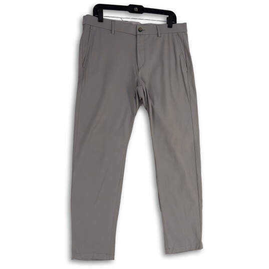 Mens Gray Flat Front Slash Pocket Straight Leg Chino Pants Size 34x30 image number 1