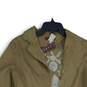 NWT Ceres Womens Khaki Brown Embroidered Long Sleeve Notch Collar Jacket Size 49 image number 3