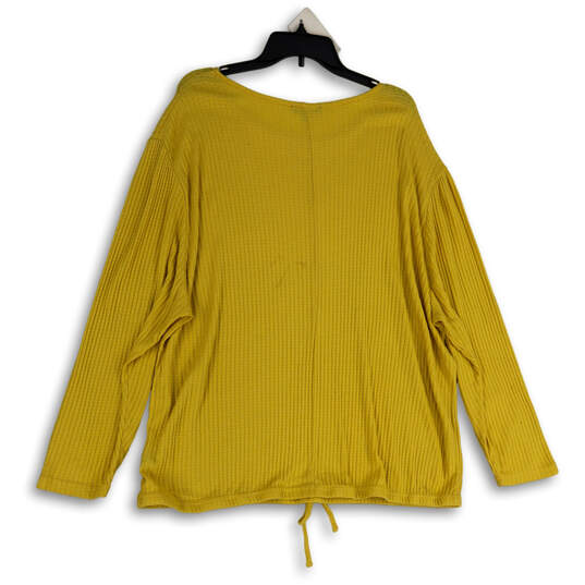 Womens Yellow Long Sleeve Round Neck Pullover Blouse Top Size 22/24 image number 2