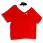 Womens Orange Regular Fit V-Neck Short Sleeve Pullover T-Shirt Size 2 image number 1