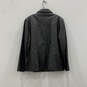 Womens Black Leather Collared Long Sleeve Pockets Full-Zip Jacket Size XL image number 2