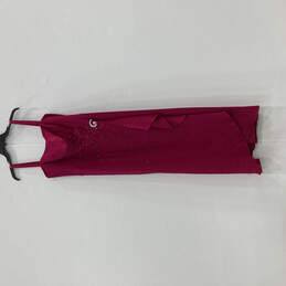Womens Pink Fuchsia Stones Wide Strap Asymmetrical Bridesmaid Dress Size 16