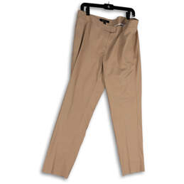 Womens Brown Flat Front Pockets Regular Fit Straight Leg Ankle Pants Sz 12