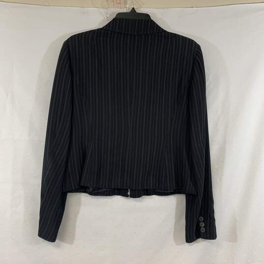 Women's Black DKNY Pinstripe Zip-Up Blazer, Sz. 8 image number 2