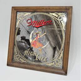 Vintage Miller High Life Beer Girl In The Moon Mirror Bar Ad Sign 18.5 Inch alternative image