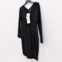 'S Max Mara' Black Wool Bend V-Neck Long Sleeve Knee Length Women's Dress Size M NWT with COA alternative image