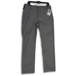 NWT Mens Gray Flat Front Slash Pocket Flex Slim Fit Chino Pants Size 34X32