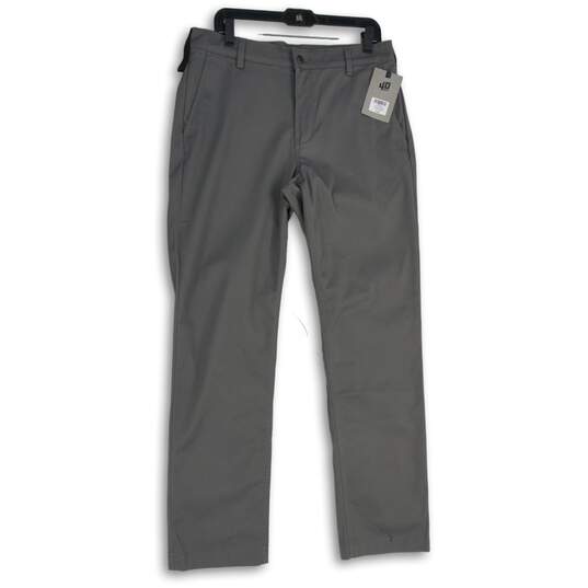 NWT Mens Gray Flat Front Slash Pocket Flex Slim Fit Chino Pants Size 34X32 image number 1