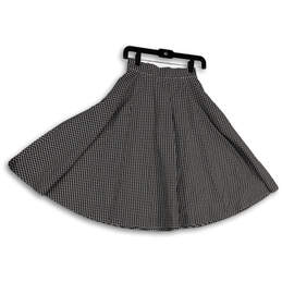 Womens Black White Plaid Flat Front Back Zip Fit & Flare Skirt Size XS alternative image