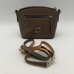 Dooney & Bourke Womens Brown Gray Leather Detachable Strap Crossbody Bag