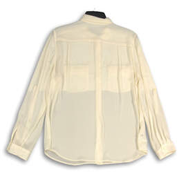 NWT Womens White Long Sleeve Chest Pocket Collared Button-Up Shirt Size L alternative image