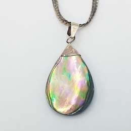 A.G.V Sterling Silver Abalone Pendant 17in Necklace 10.0g alternative image