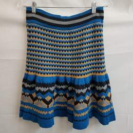 Stretch knit fair isle print sweater trumpet skirt size small