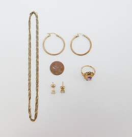 Fine 925 Vermeil Amethyst & Cubic Zirconia Chain & Hoop Jewelry alternative image
