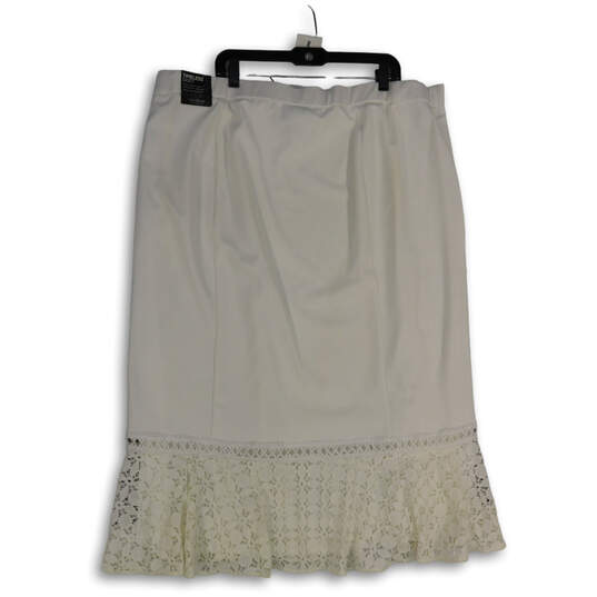 NWT Womens White Lace Side-Zip Timeless Midi A-Line Skirt Size 2X (22/24W) image number 2