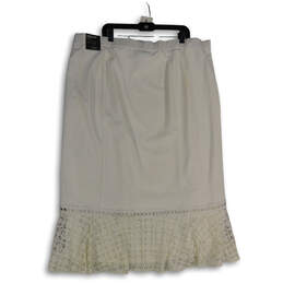 NWT Womens White Lace Side-Zip Timeless Midi A-Line Skirt Size 2X (22/24W) alternative image