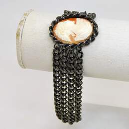 Amedeo Carved Shell Cameo Black Multi Chain Bracelet 36.3g alternative image