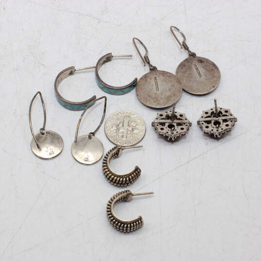 Assortment of 5 Pairs Sterling Silver Earrings - 20.8g image number 7