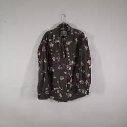 Womens Floral Chest Pockets Long Sleeve Collared Button-Up Shirt Size 2X
