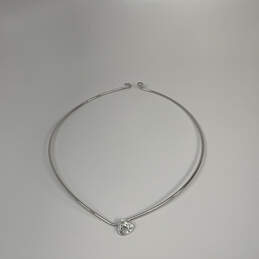 Designer Joan Rivers Silver-Tone Crystal Cut Stone Pendant Choker Necklace