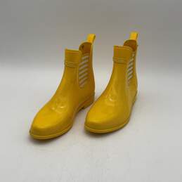 Womens Cliff Port Lurex Yellow Rubber Pull On Ankle Rain Boots Size 8
