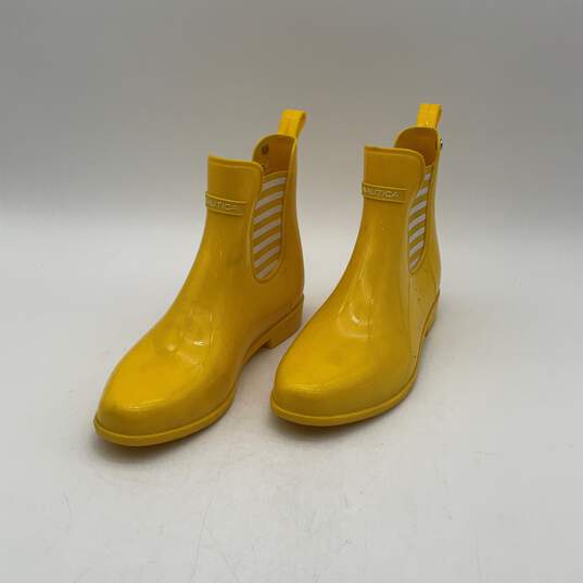 Womens Cliff Port Lurex Yellow Rubber Pull On Ankle Rain Boots Size 8 image number 1