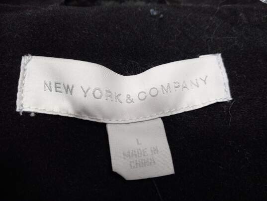 New York & Company Black Coat w/ Faux Fur Trim Women's Size Large image number 5