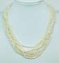 Romantic 14K Yellow Gold Clasp Multi Strand Pearl Necklace 63.8g image number 1
