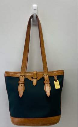 Dooney and Bourke Bucket Bag Leather Green Nylon Bag