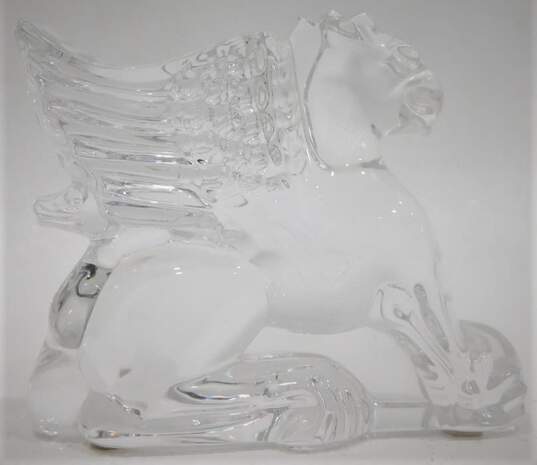 VTG Baccarat France Crystal Clear Glass Winged Griffin Lion Animal Figurine image number 1