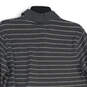 Mens Gray Stripes Collared Long Sleeve Front Button Polo Shirt Size Small image number 4