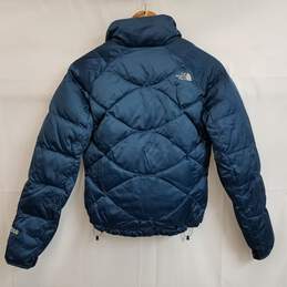 The North Face metallic blue cropped puffer jacket women's XS