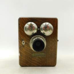 The North Electric Co. Wood Box Crank Wall Phone Vintage Landline Telephone P&R alternative image