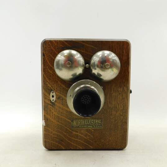 The North Electric Co. Wood Box Crank Wall Phone Vintage Landline Telephone P&R image number 2