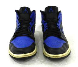 Jordan 1 Mid Hyper Royal Tumbled Leather Men's Shoe Size 11.5