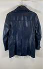 Vintage Philippe Monet Mens Blue Pockets Long Sleeve Leather Jacket Size 36 image number 3